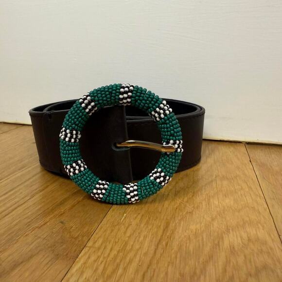 & Other Stories beaded patterned statement belt green black gold size xs - Picture 6 of 8